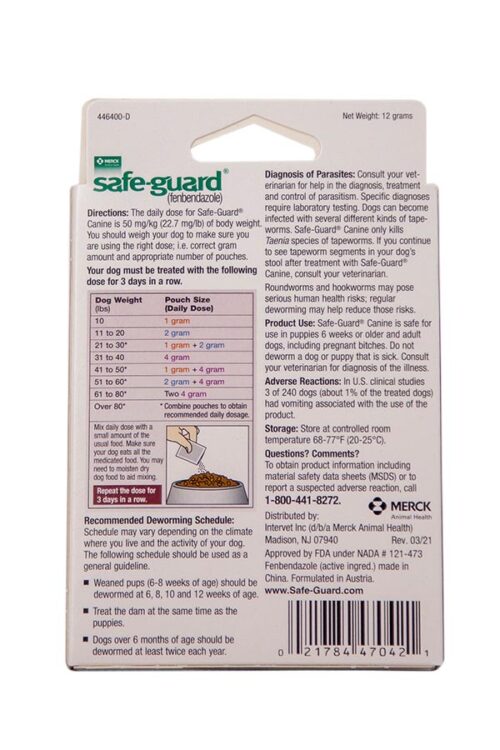 Merck Safe-Guard Fenbendazole Canine Dewormer